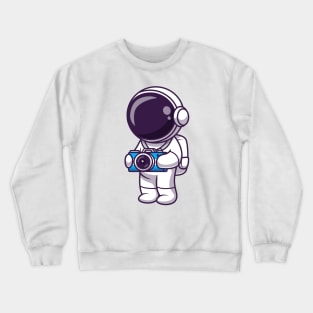 Cute Astronaut With Camera Cartoon Crewneck Sweatshirt